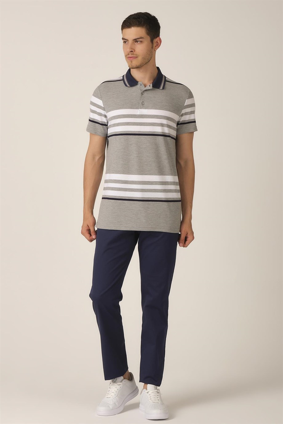 ALEXANDERGARDI ÇİZGİLİ POLO YAKA T-SHİRT (E21-8107)