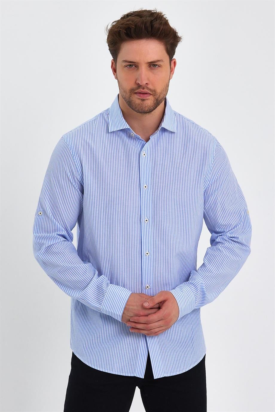 ALEXANDERGARDI ÇİZGİLİ REGULAR FİT GÖMLEK (ERKK5903)