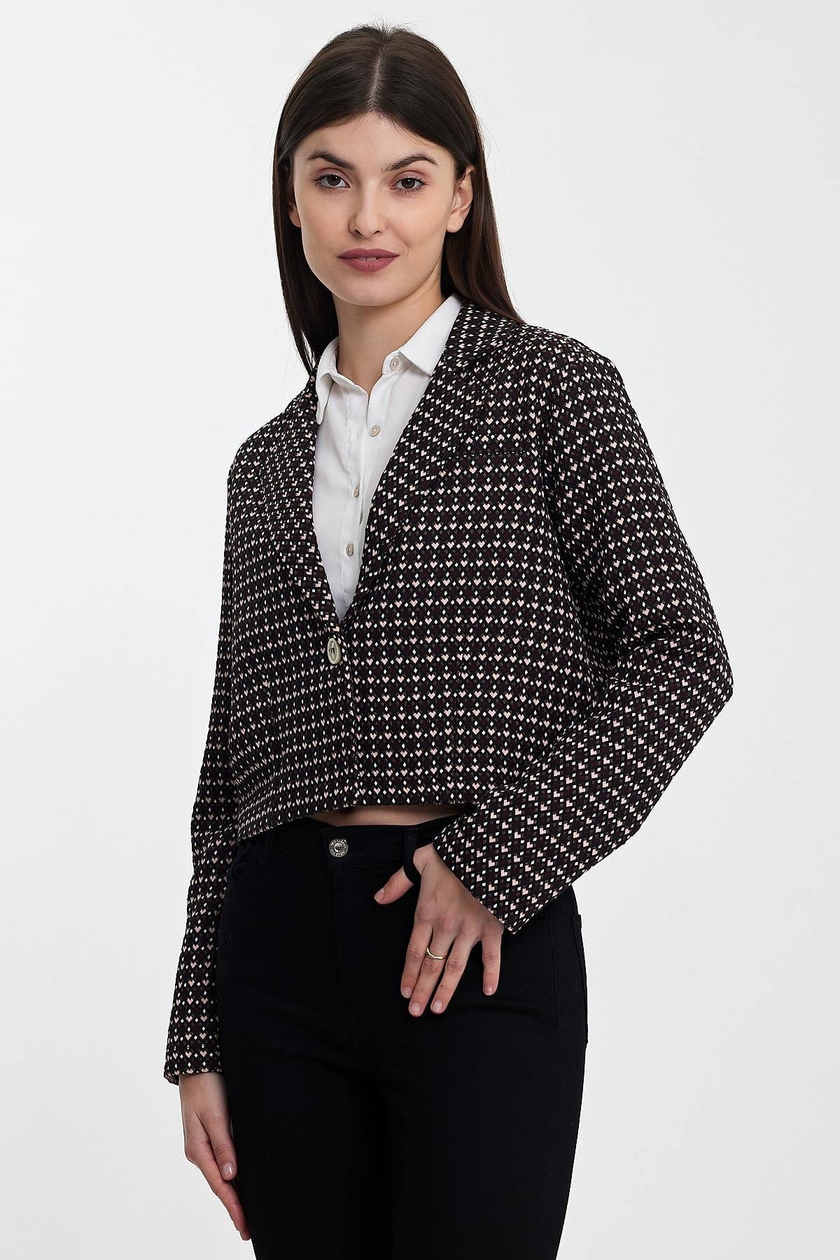 ALEXANDERGARDI DESENLİ CROP CEKET(B24-21401)