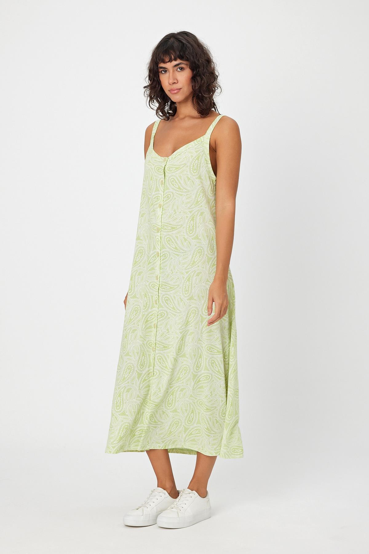 ALEXANDERGARDİ DESENLI ÖNÜ DÜĞMELİ ASKILI ELBİSE (B24-00211