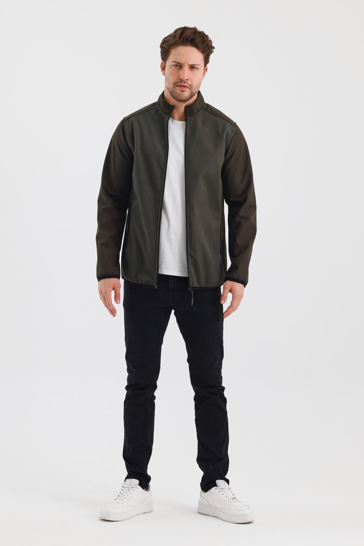 ALEXANDERGARDI DİK YAKA FERMUARLI ASTARSIZ İÇİ POLAR SU İTİCİ SOFTSHELL KUMAŞ MONT (E24-MNT-02)