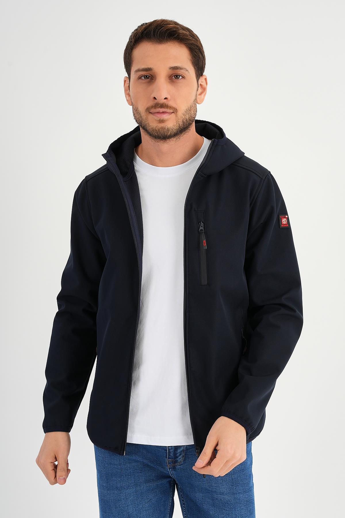 ALEXANDERGARDI FERMUARLI İÇİ POLARLI SU İTİCİ SOFTSHELL KUMAŞ KAPÜŞONLU MONT (E24-MNT-01)
