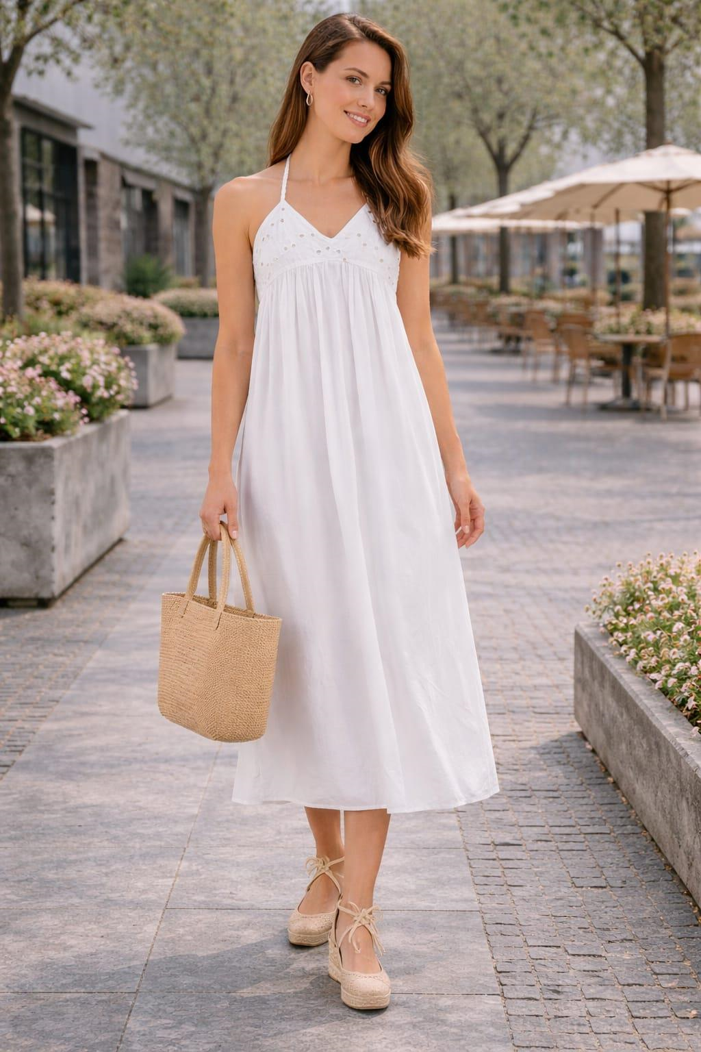 ALEXANDERGARDI Halter Yaka Brode Detaylı Maxi Elbise