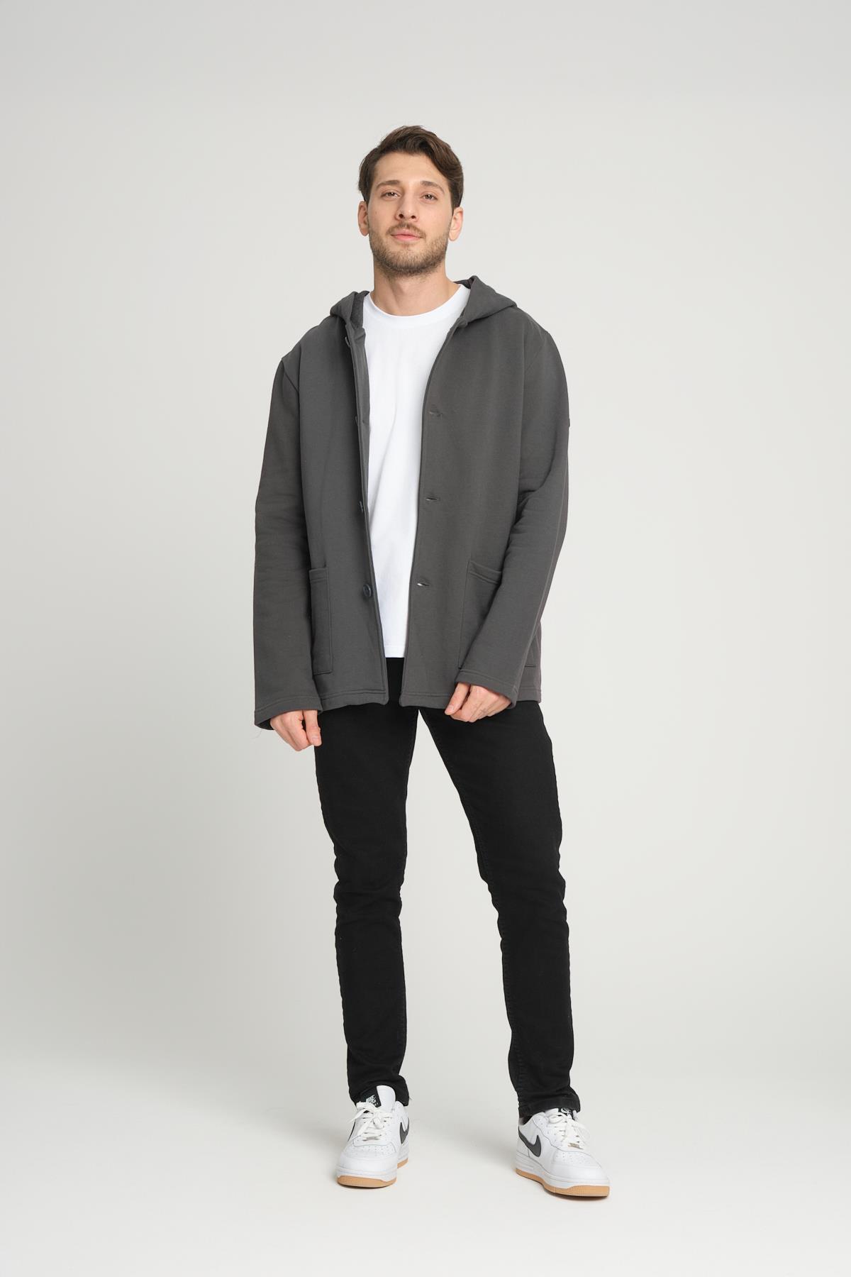 ALEXANDERGARDI KAPÜŞONLU İÇİ ŞARDONLU OVERSİZE HIRKA (E23-607 03)