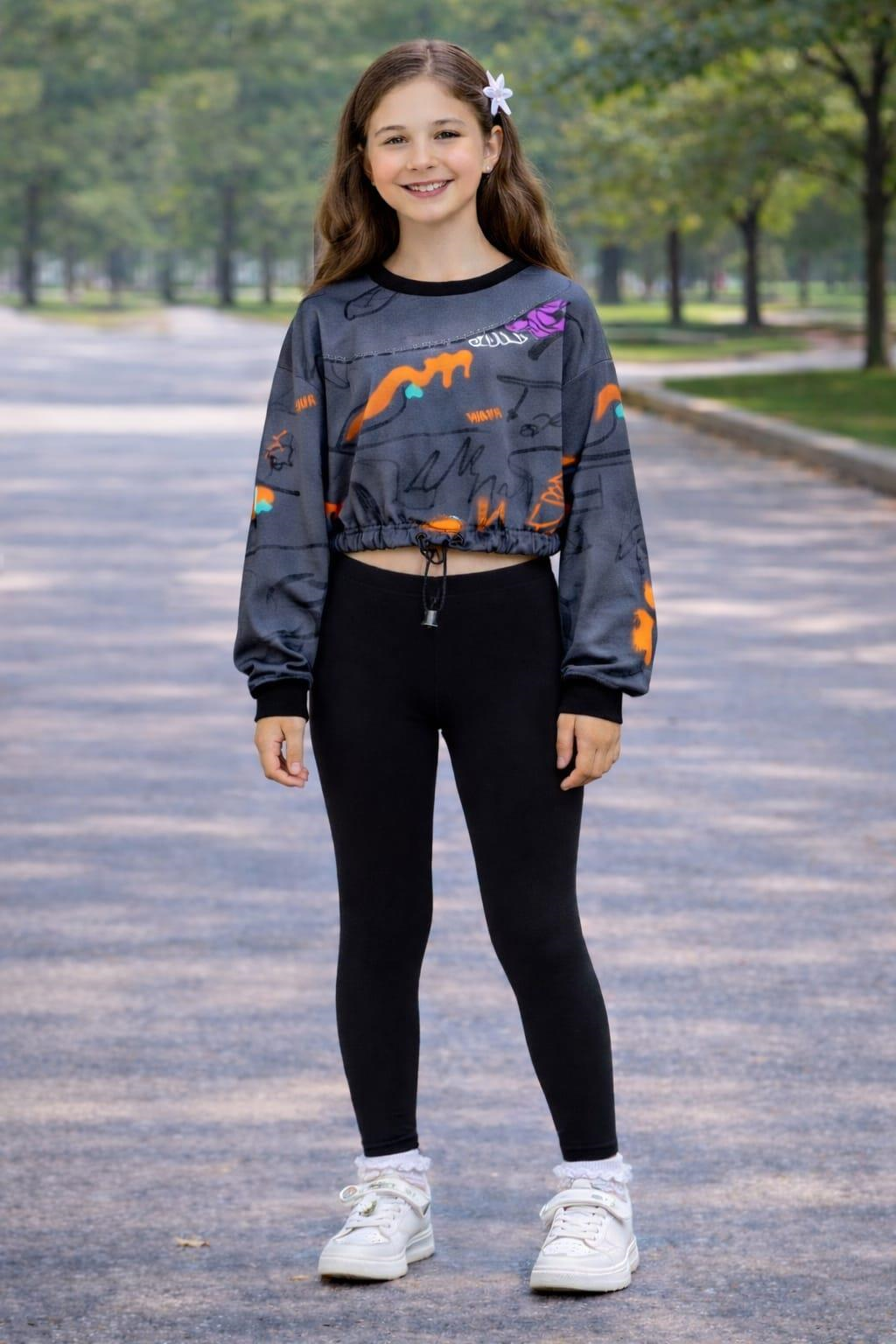 ALEXANDERGARDI KIZ ÇOCUK 3 İPLİK BASKILI CROP