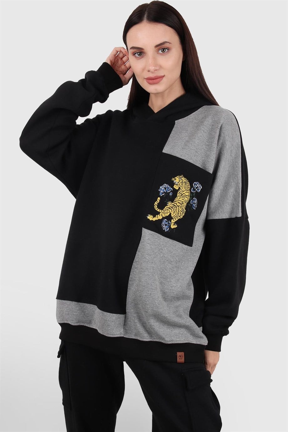 ALEXANDERGARDI OVERSİZE RENK BLOKLU KAPÜŞONLU SWEATSHIRT (E20-152703)
