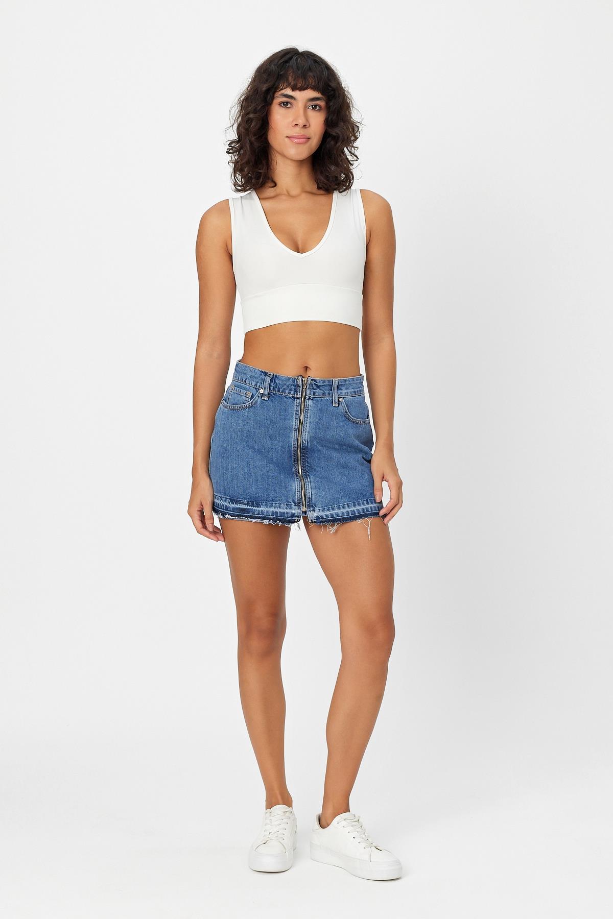 ALEXANDERGARDİ ÖZEL KOLEKSİYON FERMUARLI DENİM ETEK (BYN-ZANA1)