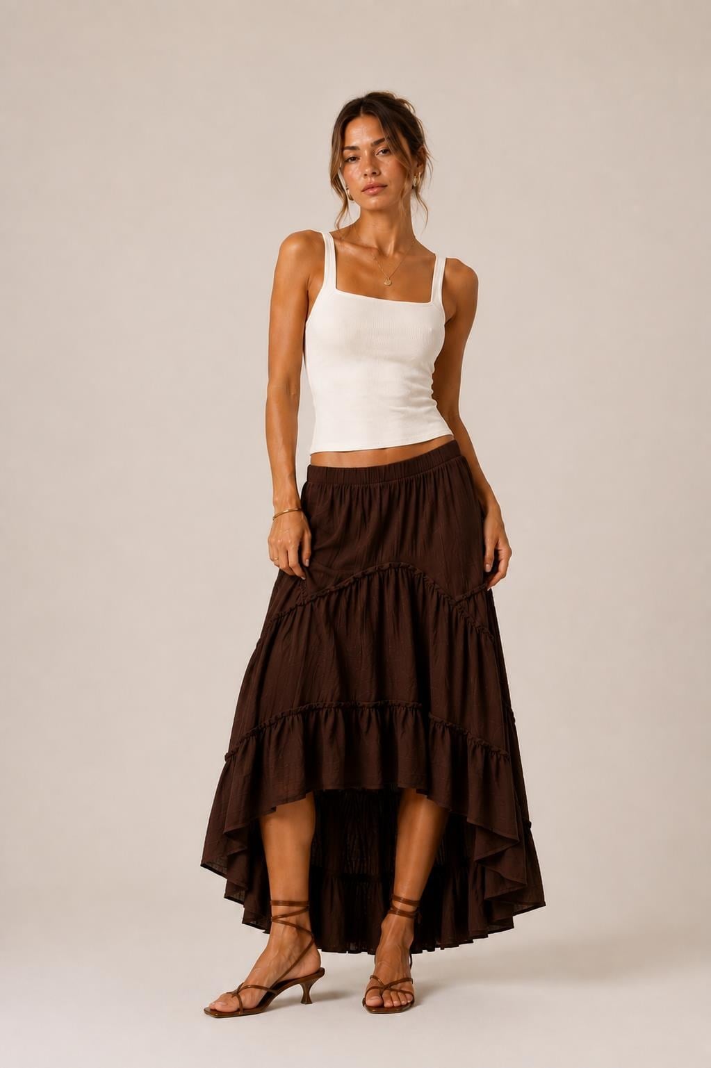 Asimetrik Kesim Boho Maxi Etek
