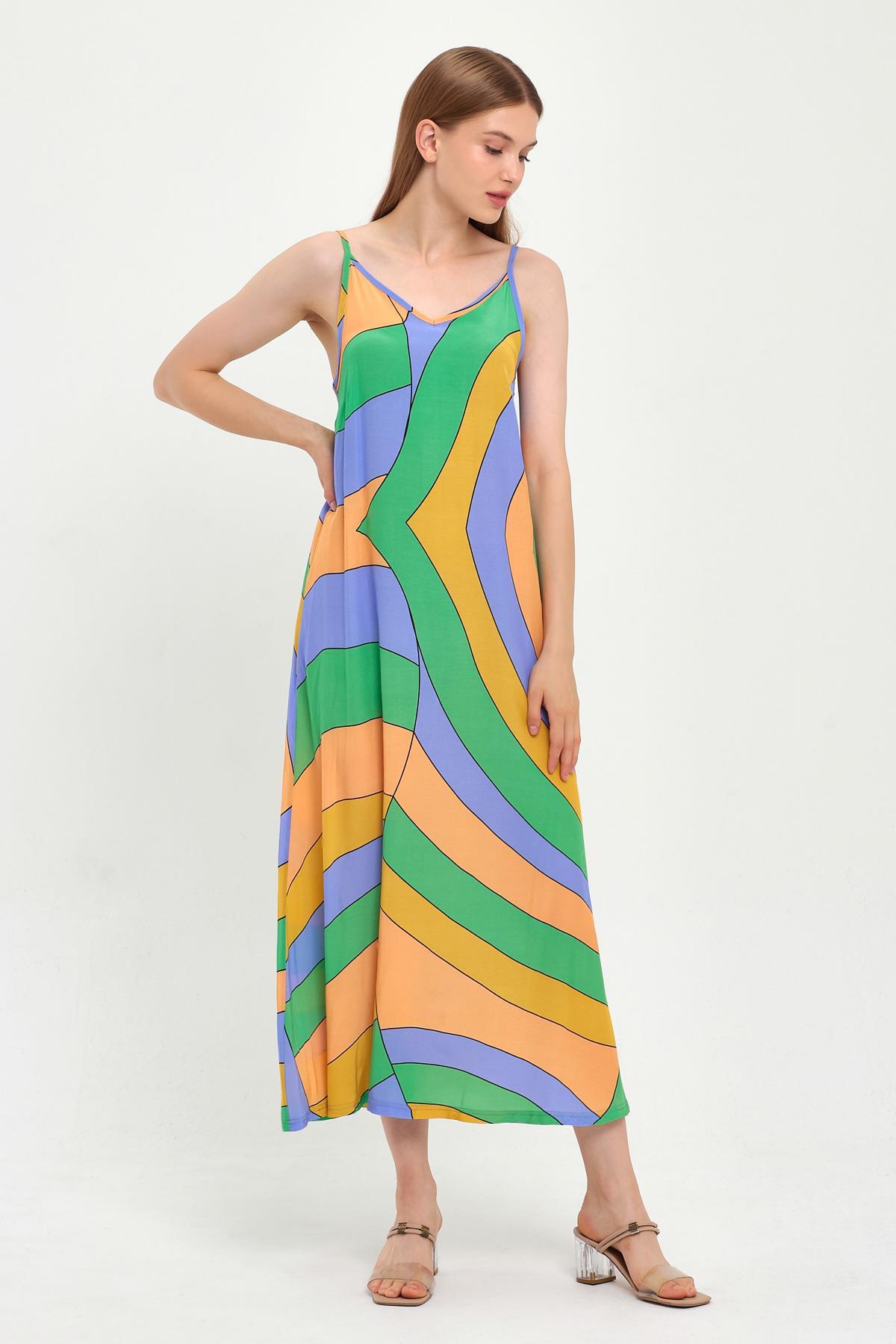 ASKILI V YAKA ELBİSE (B23-00150)