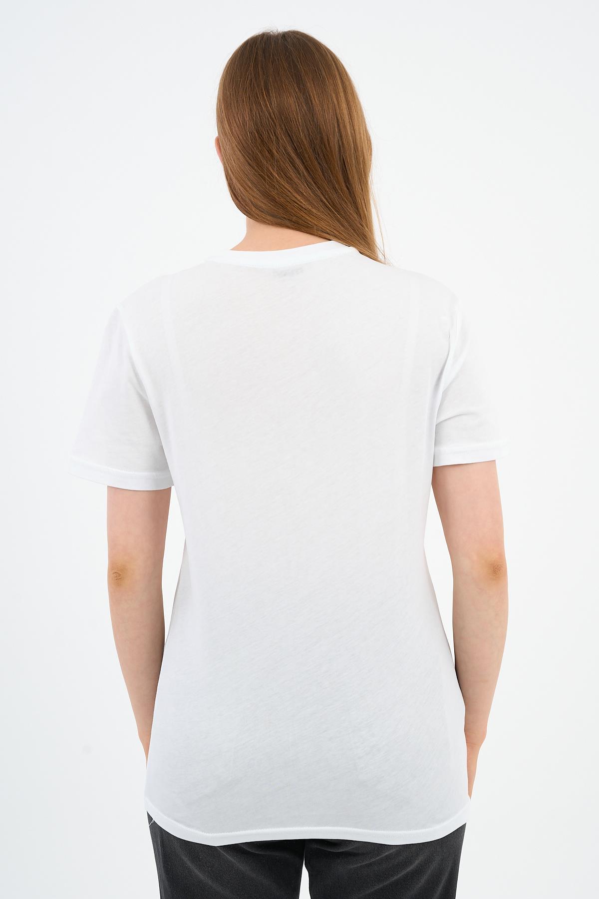 Baskılı Bisiklet Yaka Pamuklu T-shirt