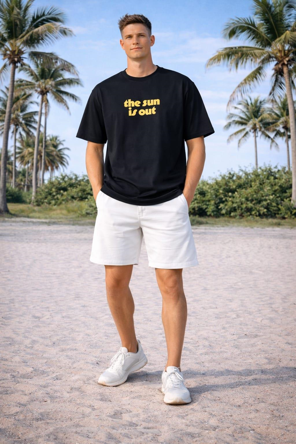Bisiklet Yaka  3D Puf Baskılı Oversize T-shirt