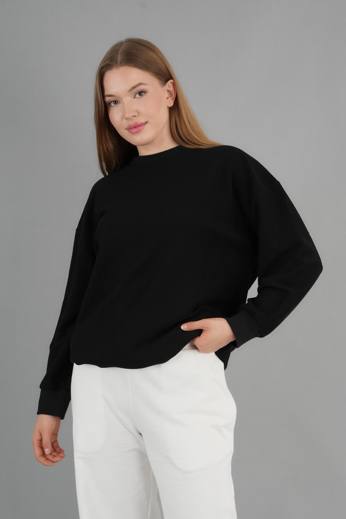 BİSİKLET YAKA UZUN KOLLU UNISEX SWEATSHIRT (UNX-37400)