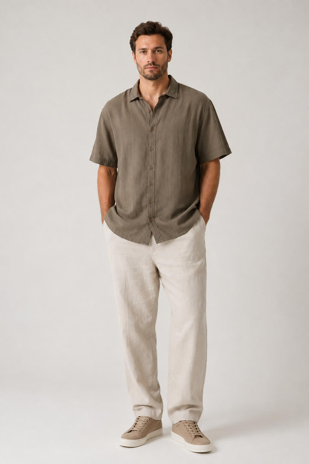 Büyük Beden Dokulu Kısa Kollu Gömlek