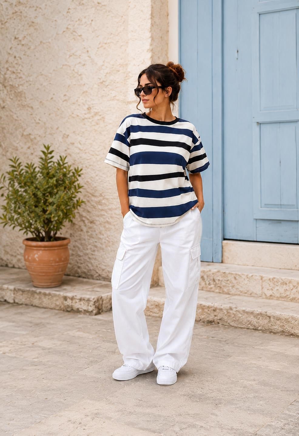 Çizgili Oversize T-shirt