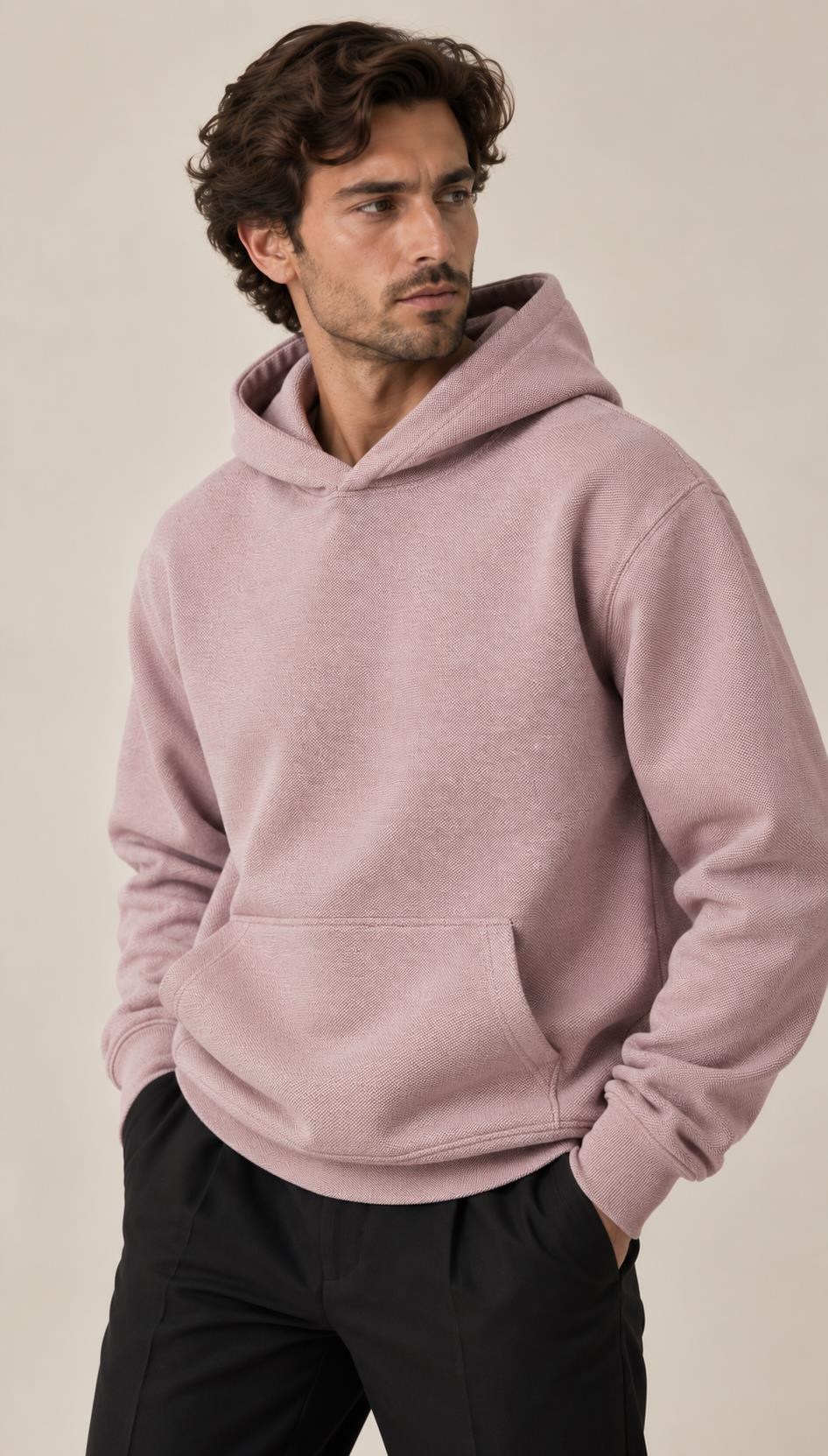 Dokulu Kapüşonlu Erkek Sweatshirt
