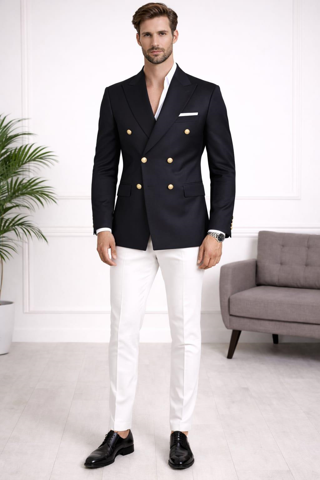 Erkek Düğme Detaylı Blazer Ceket