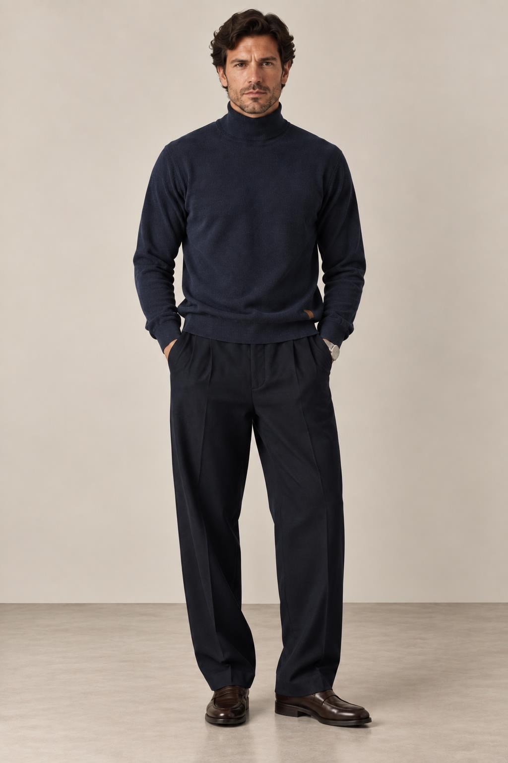 Fitilli Balıkçı Yaka Erkek Sweatshirt