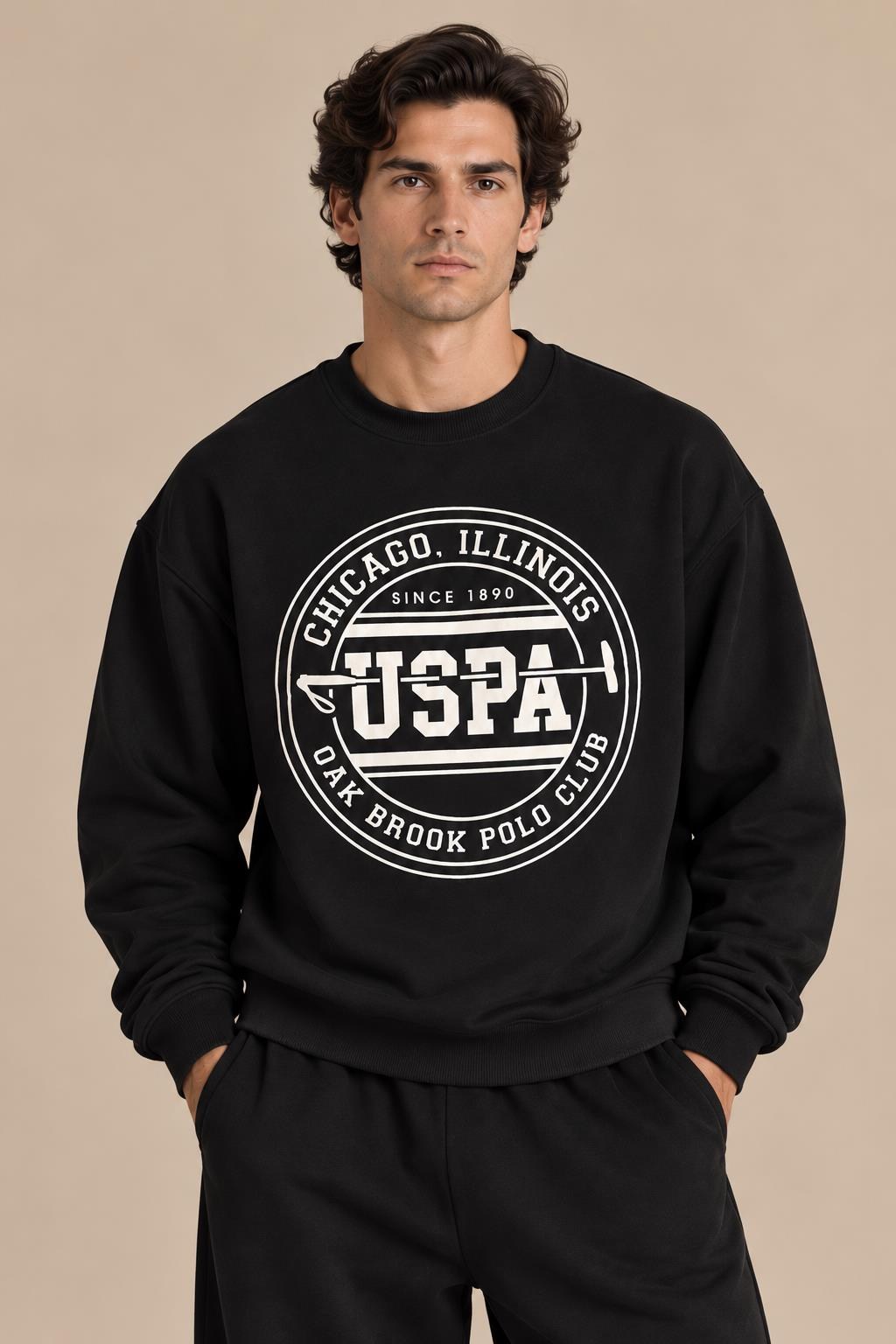 İçi Polar Önü Baskılı Sweatshirt
