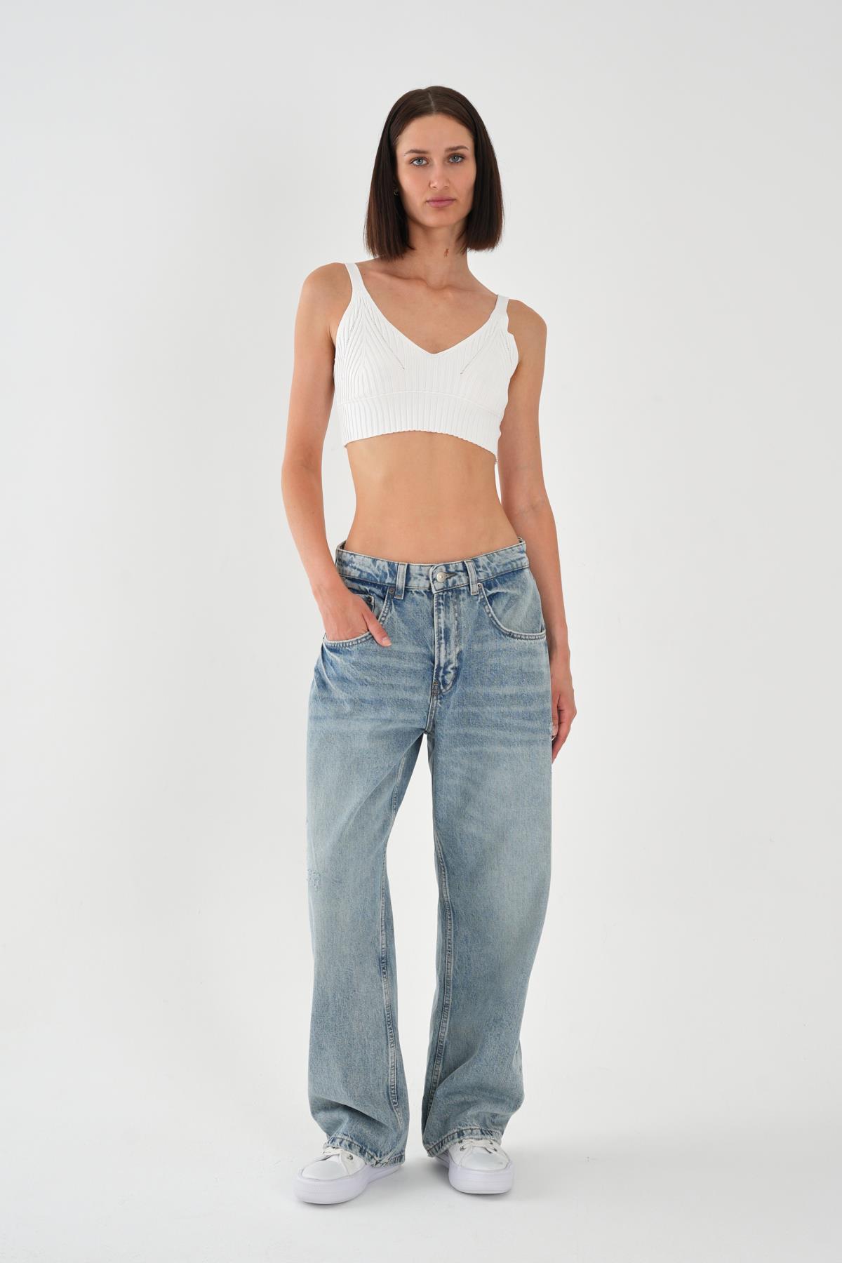 Kadın Açık Mavi Baggy Jean