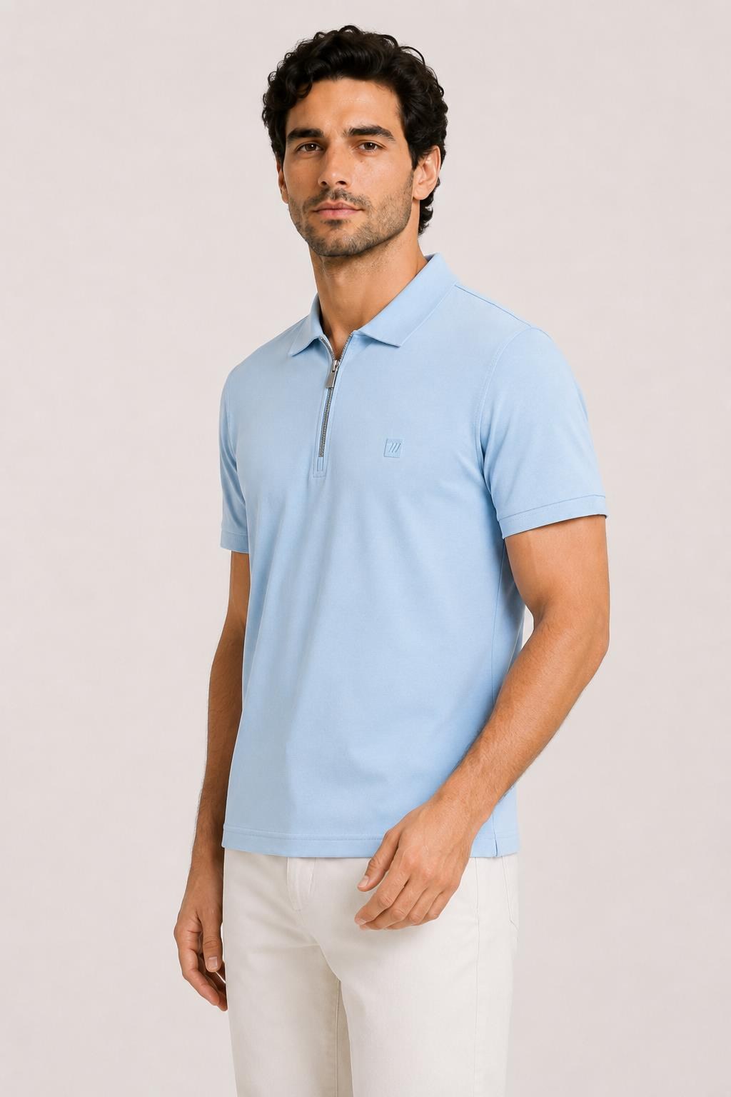 Kısa Kollu Fermuarlı Polo T-shirt