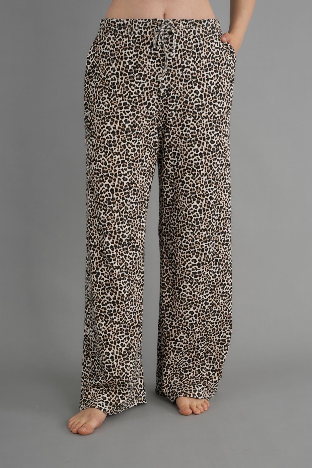 Leopar Desenli Bol Kesim Pantolon