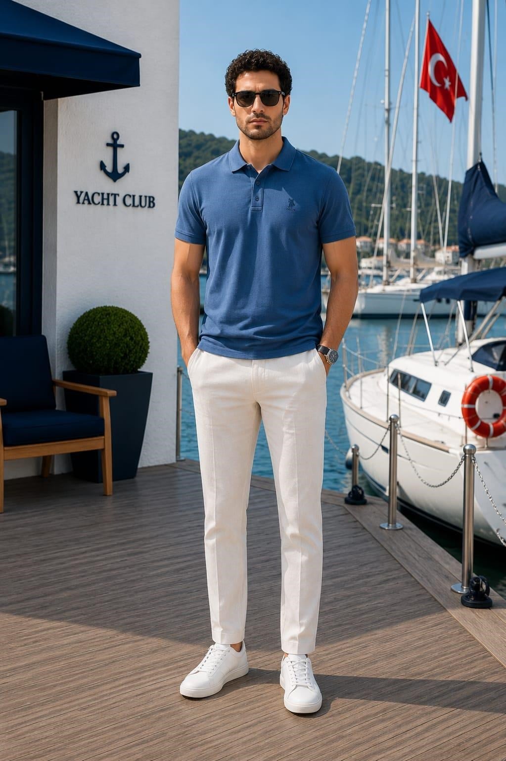 Polo Yaka Düğme Detaylı T-shirt