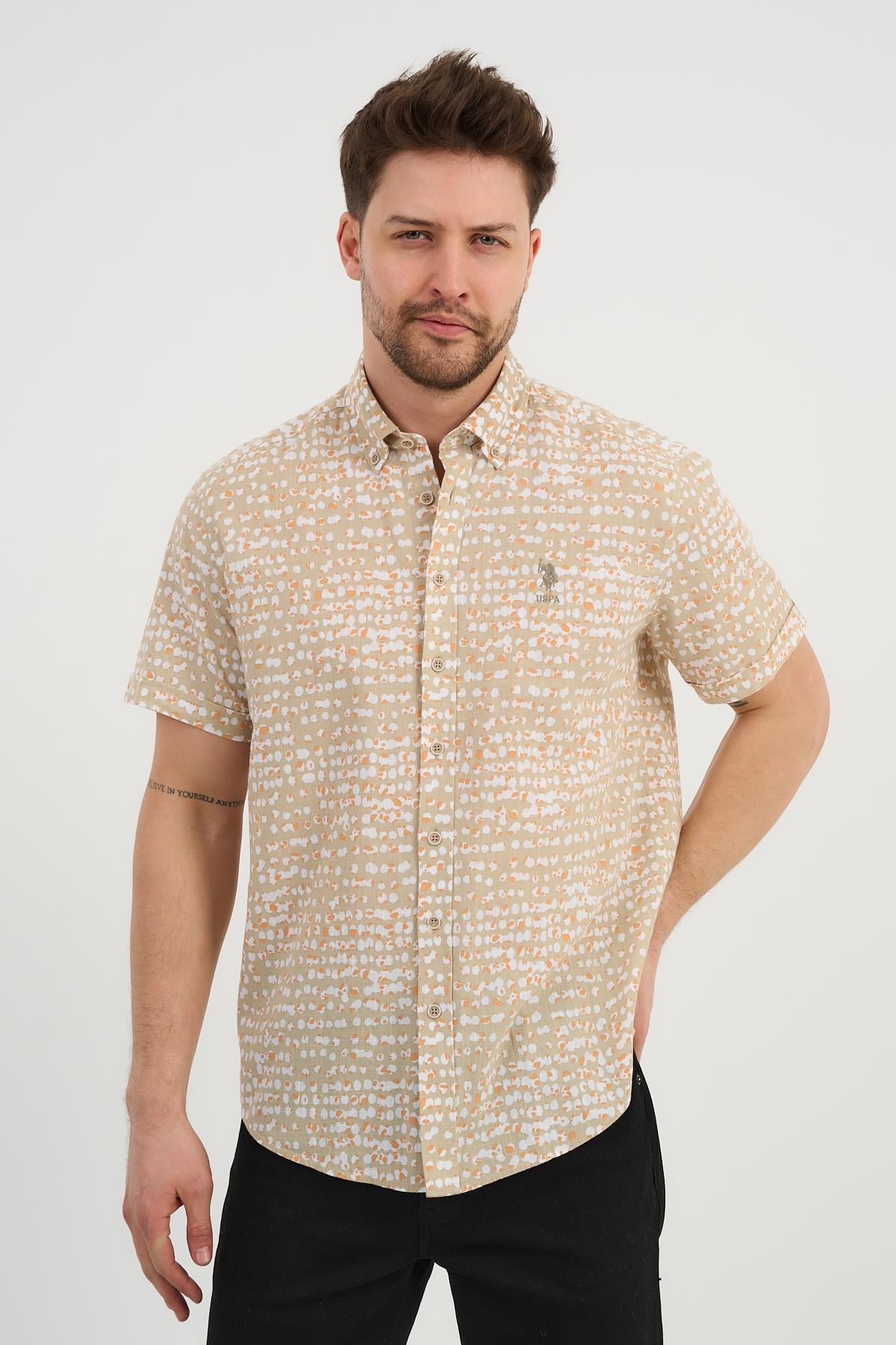 U.S POLO Erkek Kısa Kollu Desenli Gömlek (1361998)