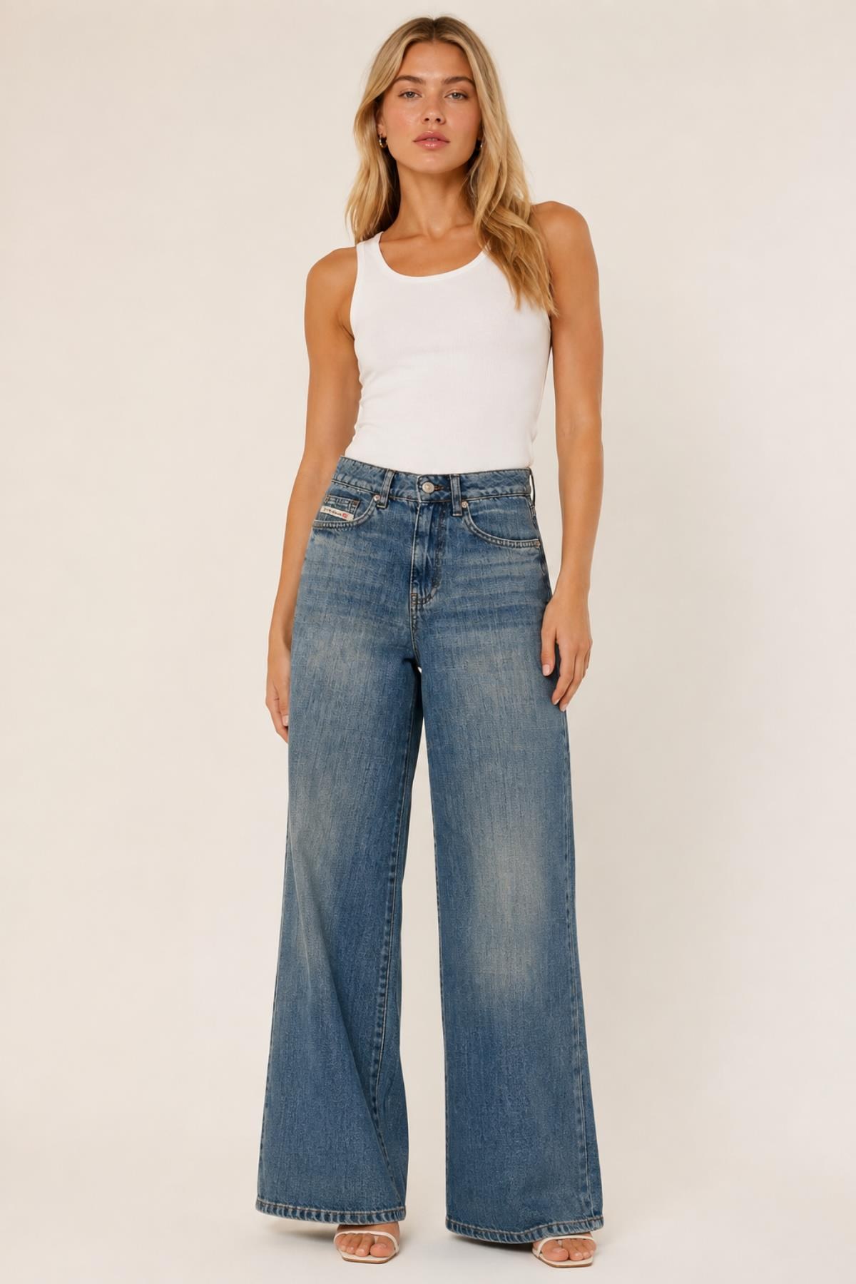 Wide Leg Denim Pantolon