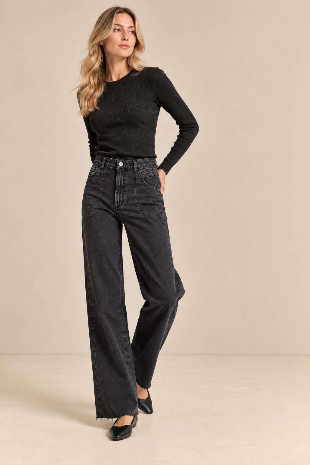 Yüksek Bel Wide Leg Jean