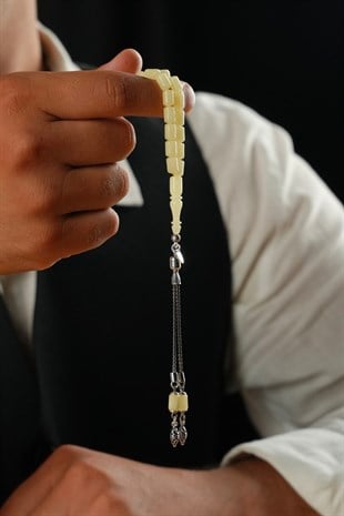 Bilek Boy Damla Kehribar Gümüş Tasarım Kapsül Model Tesbih (Amber), (مسبحة قطرة كهريبار)