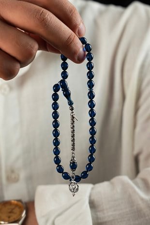Bilek Boy Gümüş Selçuklu Kartalı Püskül Mavi  Ateş-i Kehribar Tesbih