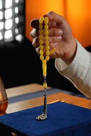 Orjinal Damla Kehribar Özel Gümüş Tasarım Tesbih (Amber), (مسبحة قطرة كهريبار)