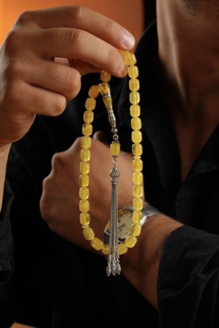Orjinal Damla Kehribar Özel Nakkaş İmame Gümüş Tasarım Tesbih (Amber), (مسبحة قطرة كهريبار)