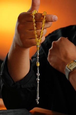 Orjinal Damla Kehribar Özel Nakkaş İmame Gümüş Tasarım Tesbih (Amber), (مسبحة قطرة كهريبار)