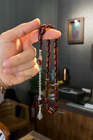 Osmanlı Modeli Sıkma Kehribar Gümüş Tasarım