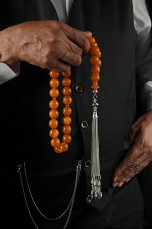 Şahin Ağa Serisi Büyük Boy Küre Model Sıkma Kehribar Tesbih