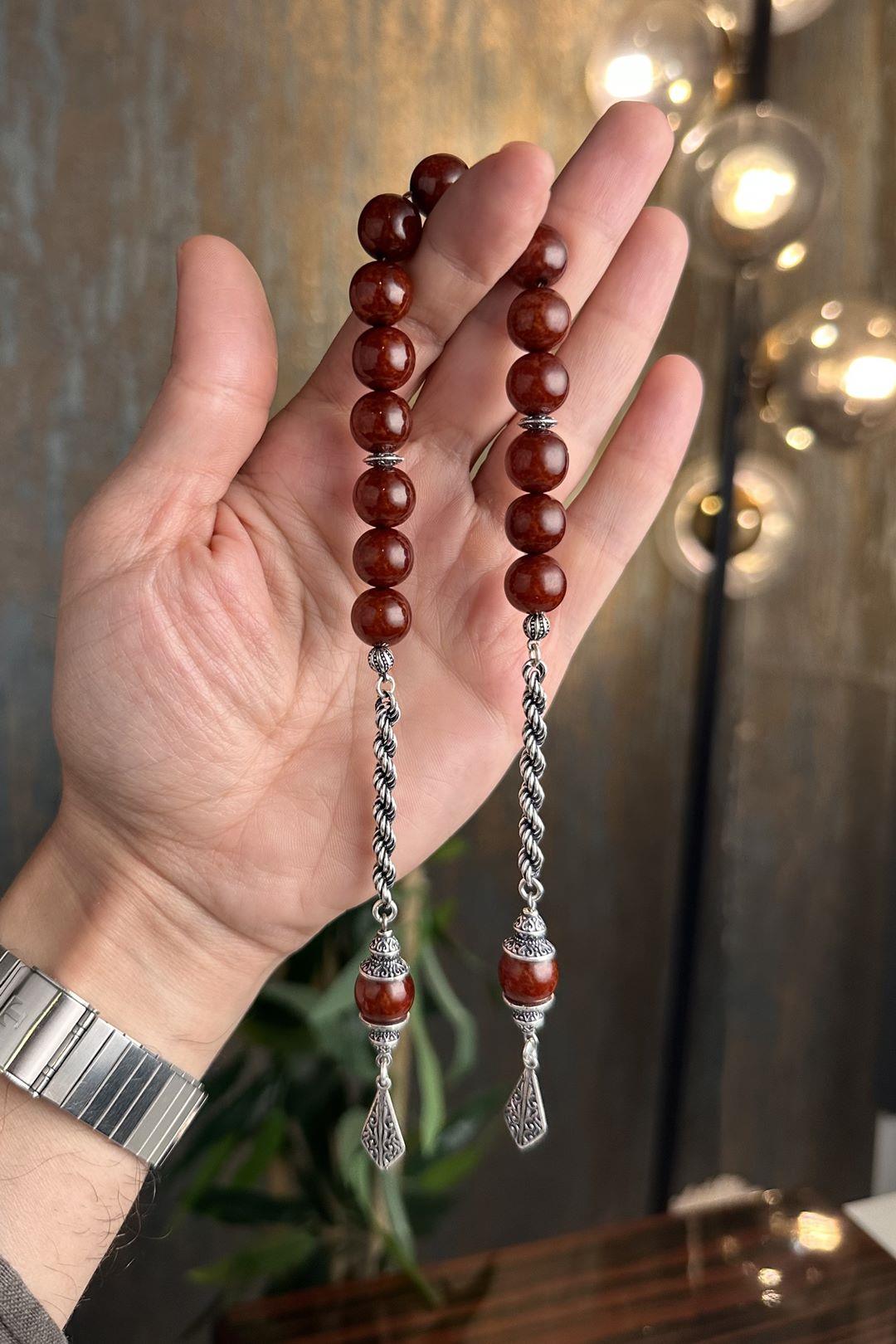 Acı Mırra Zaza Prayer Beads Fire-i Pressed Silver Tassel
