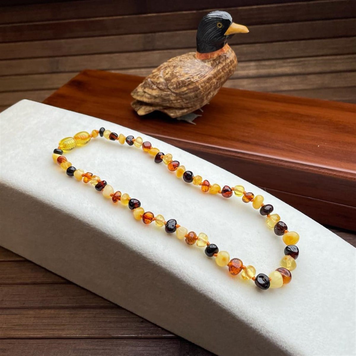 Bebek Diş Kolyesi Gerçek Damla Kehribar - Dergah Tesbih