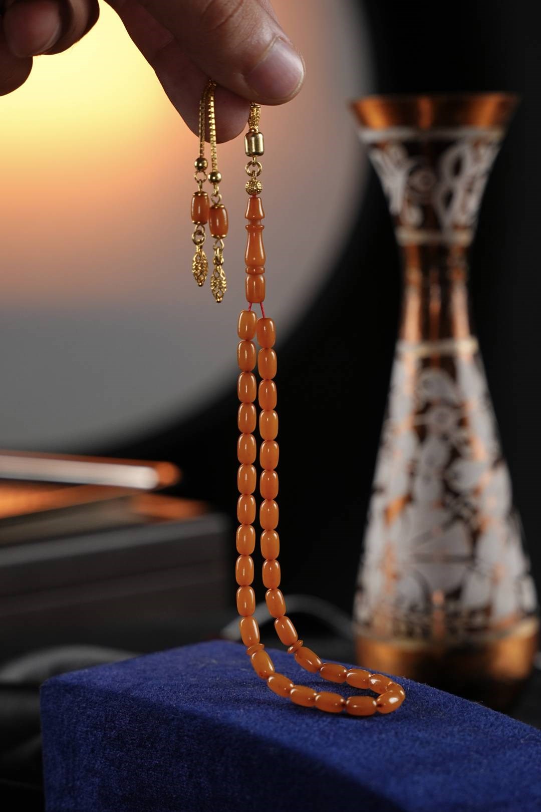 Bilek Size Silver Tassel Fire-i Amber