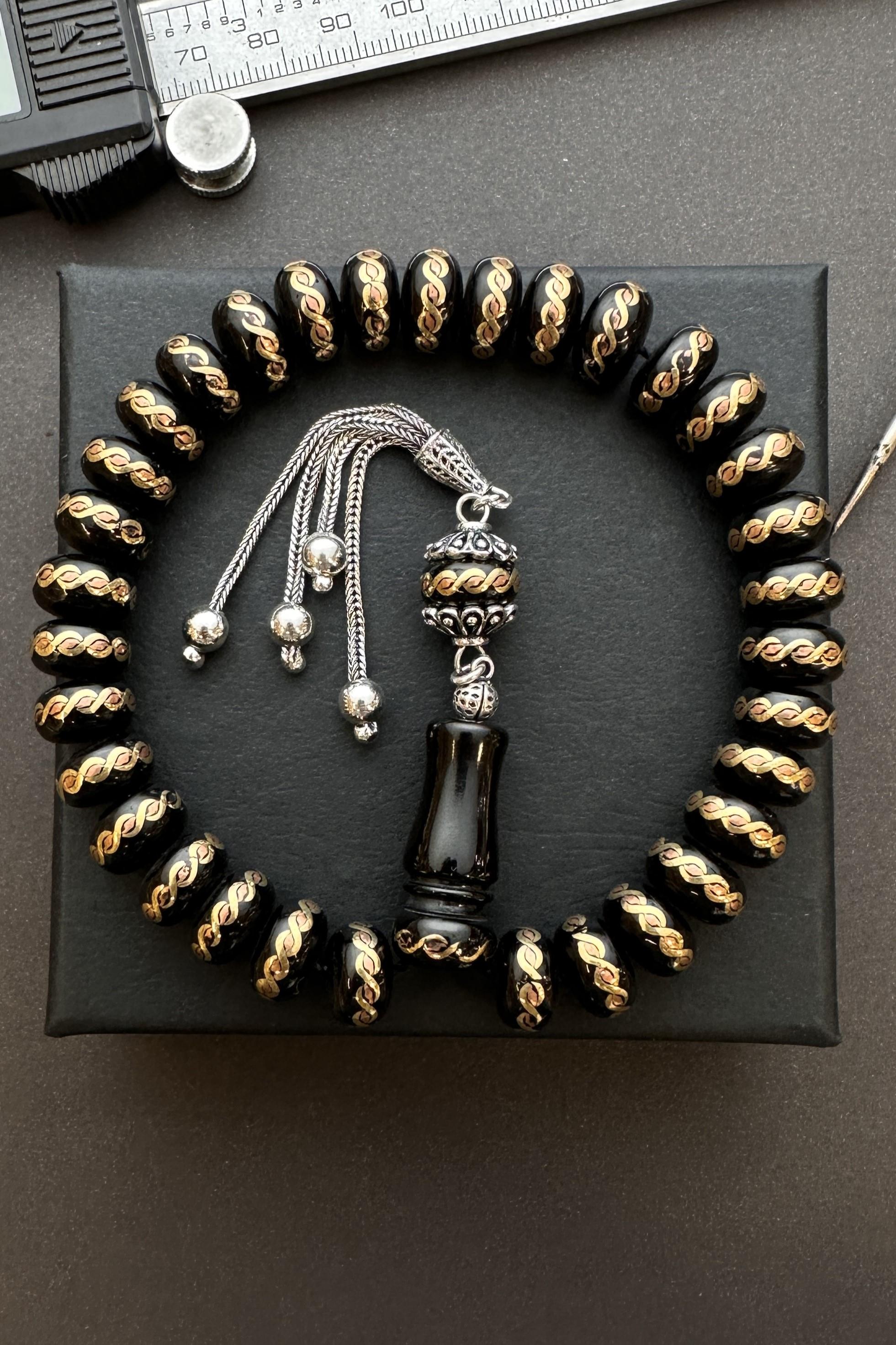 Bilek Size Ottoman Oltu Stone Prayer Beads 6.5 x 11 mm