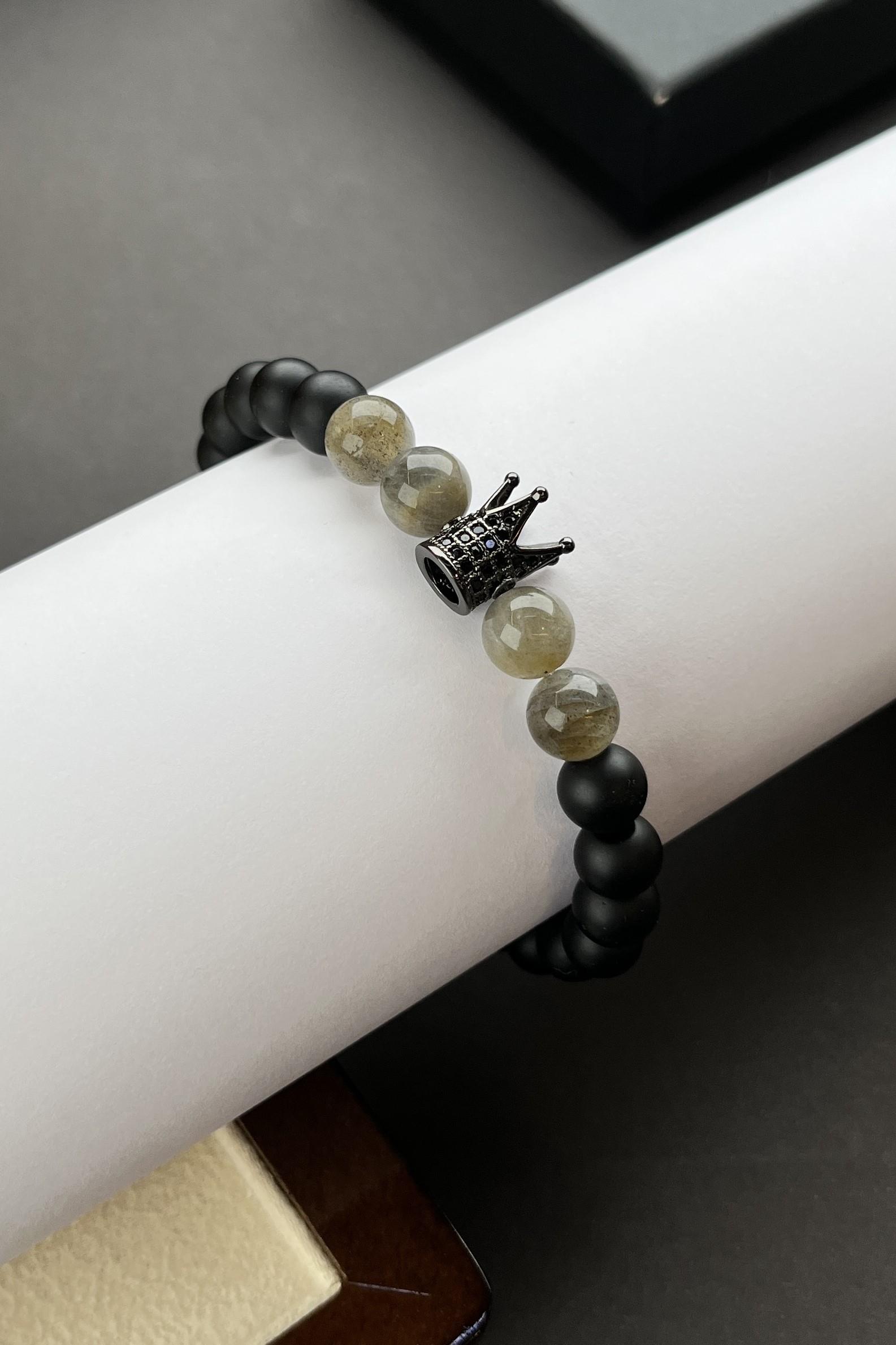 Diamond Serisi Orjinal Cam Onyx Labradorit Stone Bracelet