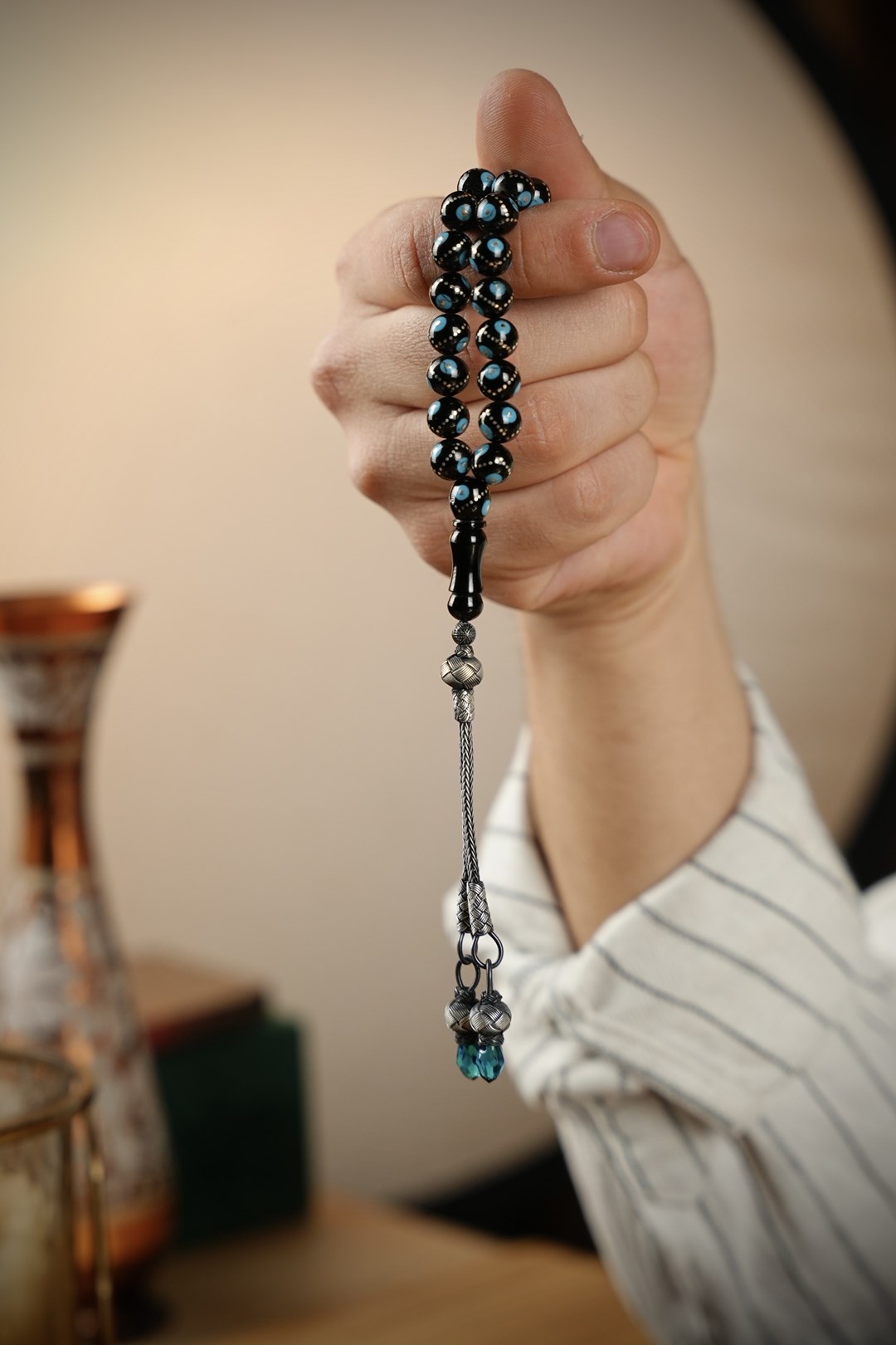 Erzurum Hızır Oltu Stone Turquoise & Silver Engraving