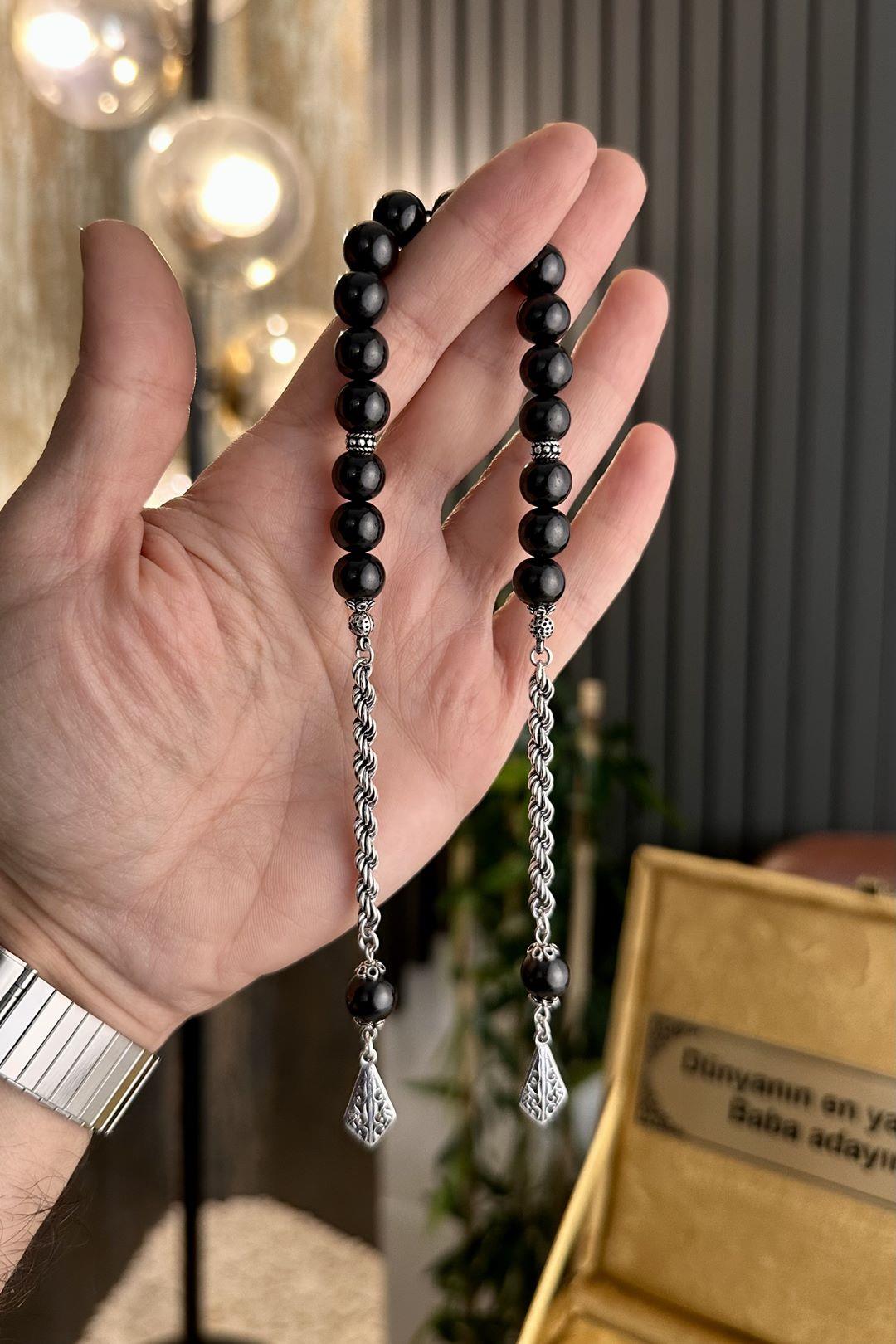 Silver Tassel Oltu Zaza Prayer Beads