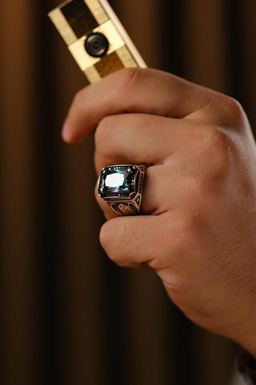 Helezon Colored Handcrafted 925 K Silver Ring