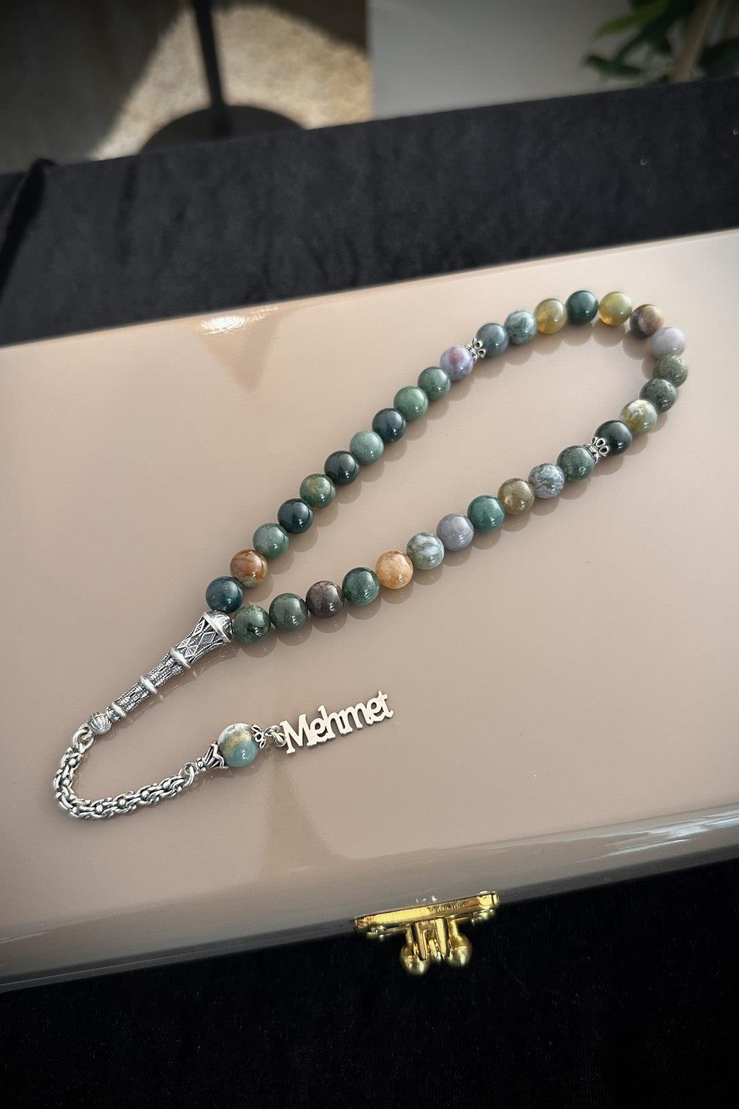 Hint Agate Prayer Beads Silver Personalized