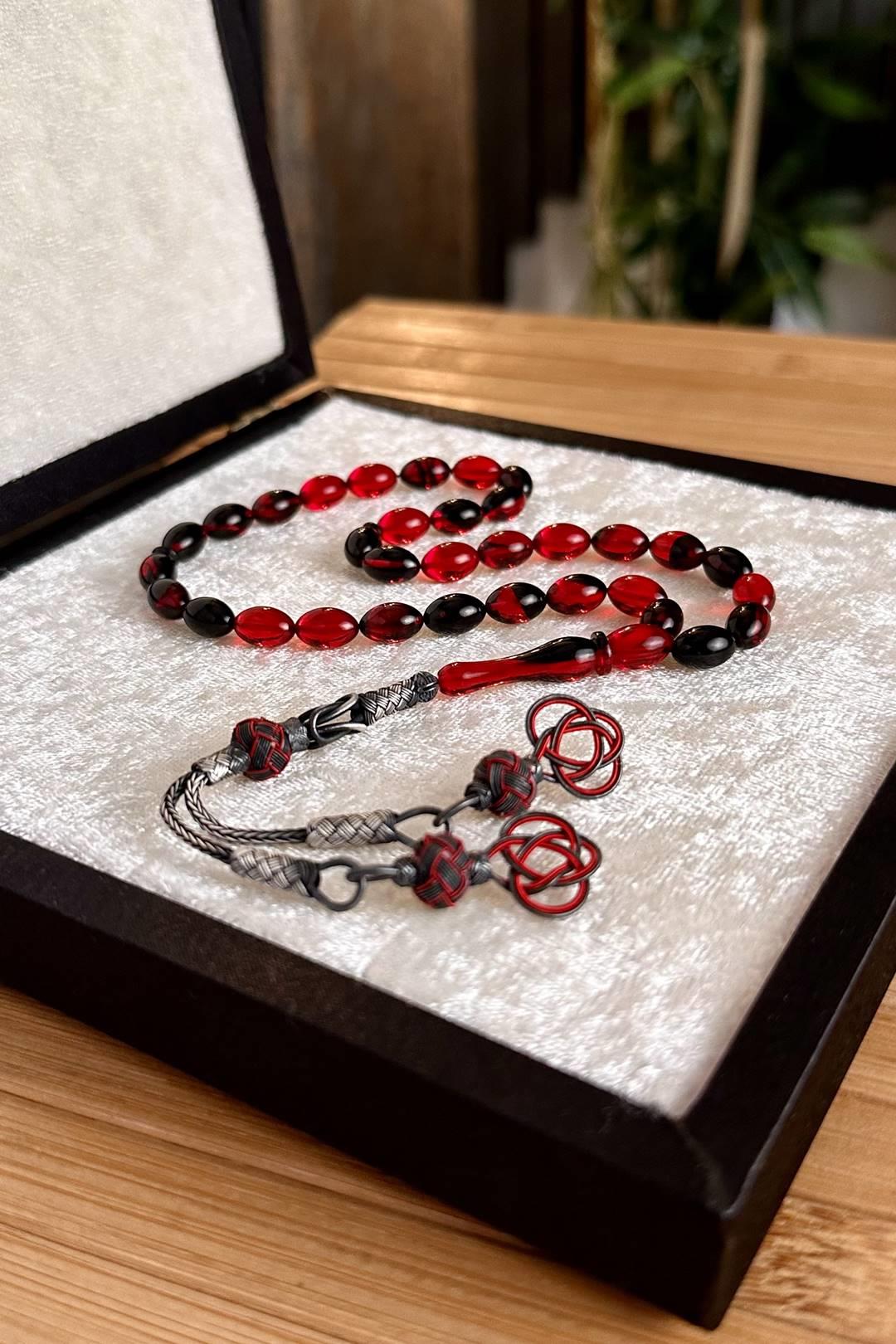 Kazaz Tassel Trend Fire-i Pressed Amber Prayer Beads