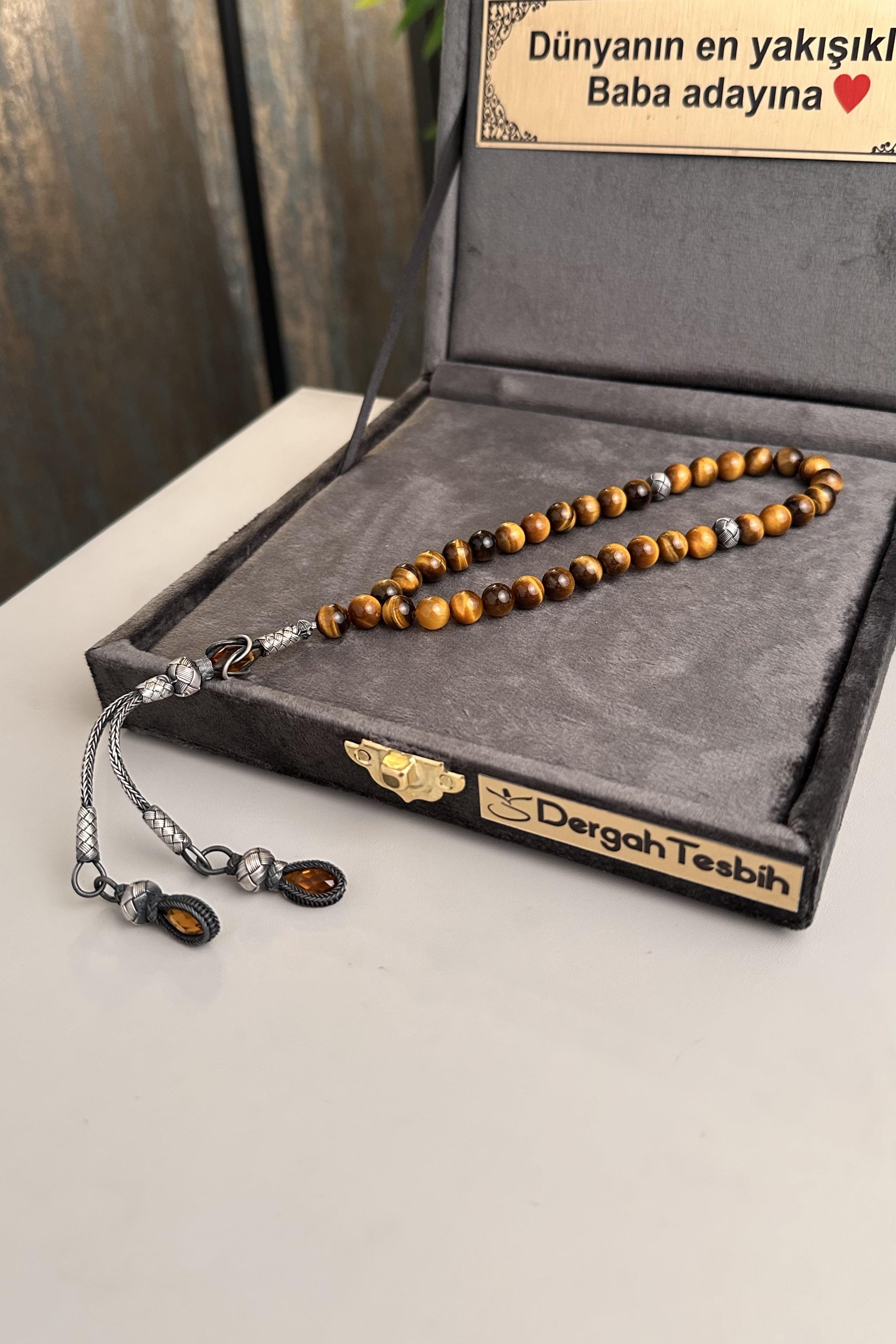 Kazaziye Kamçı Tiger's Eye Stone-set Prayer Beads