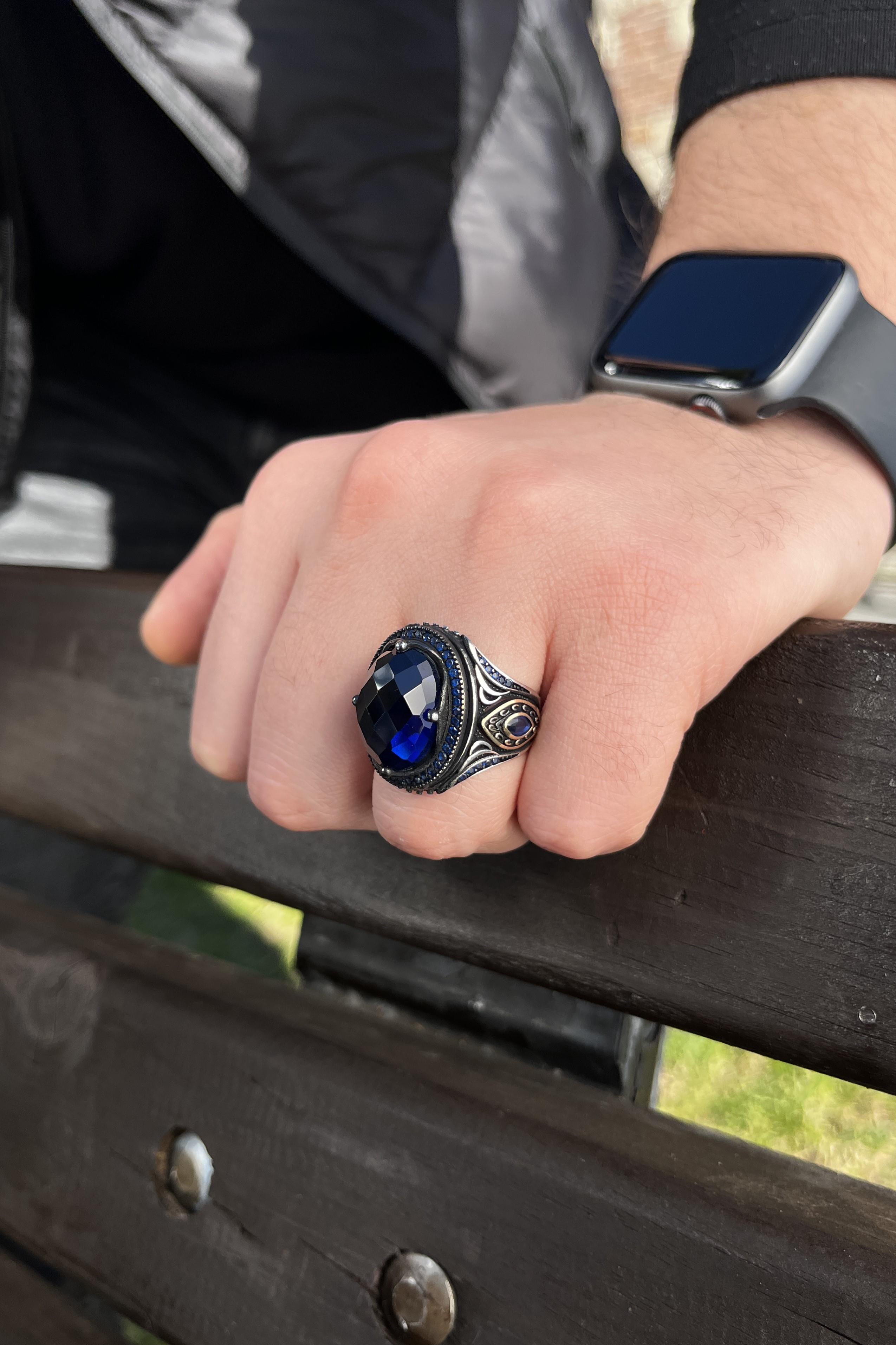 Kervansaray Serisi Navy 925 K Silver Men's Ring