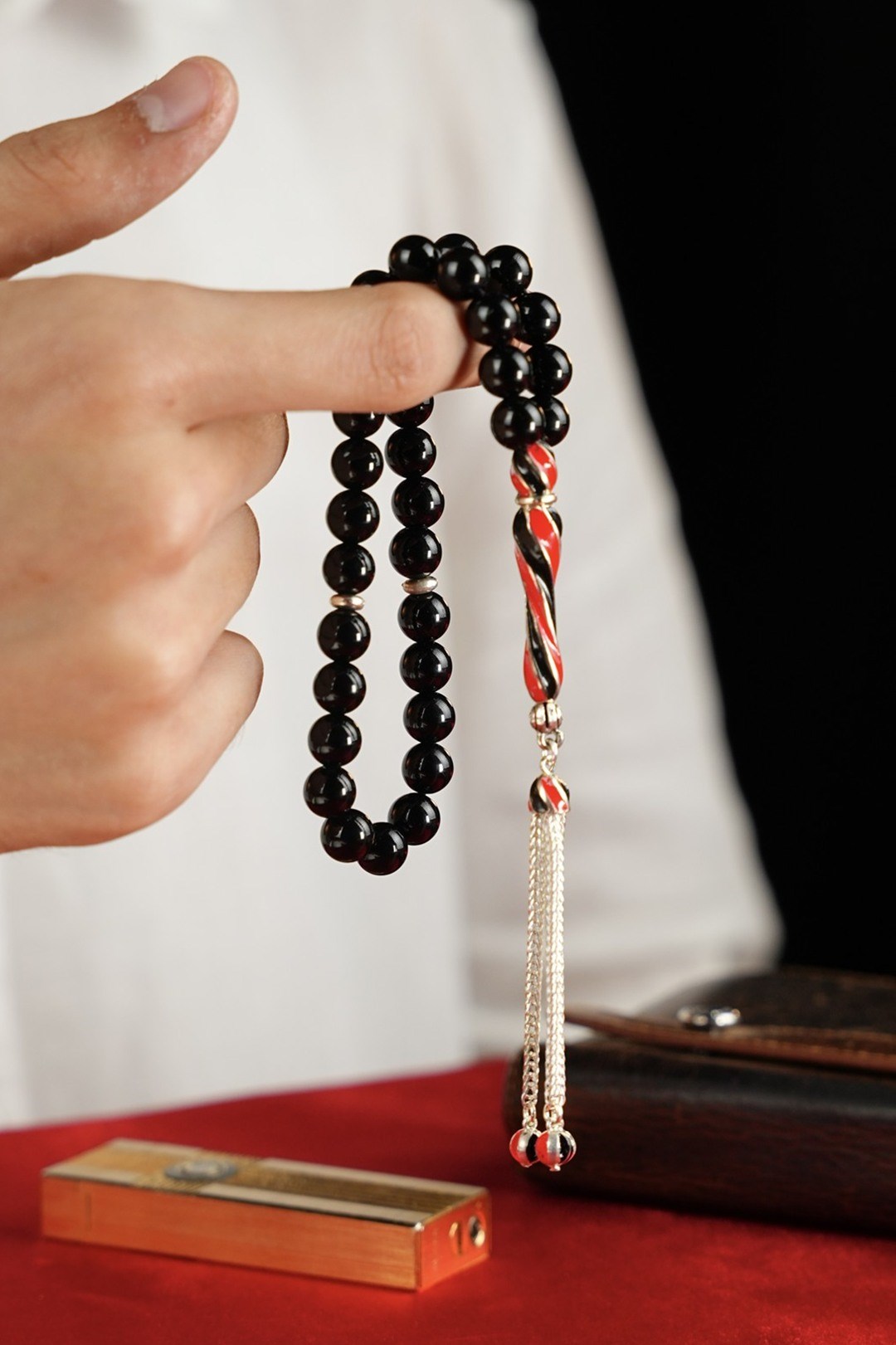 Red Black Taraftar Prayer Beads