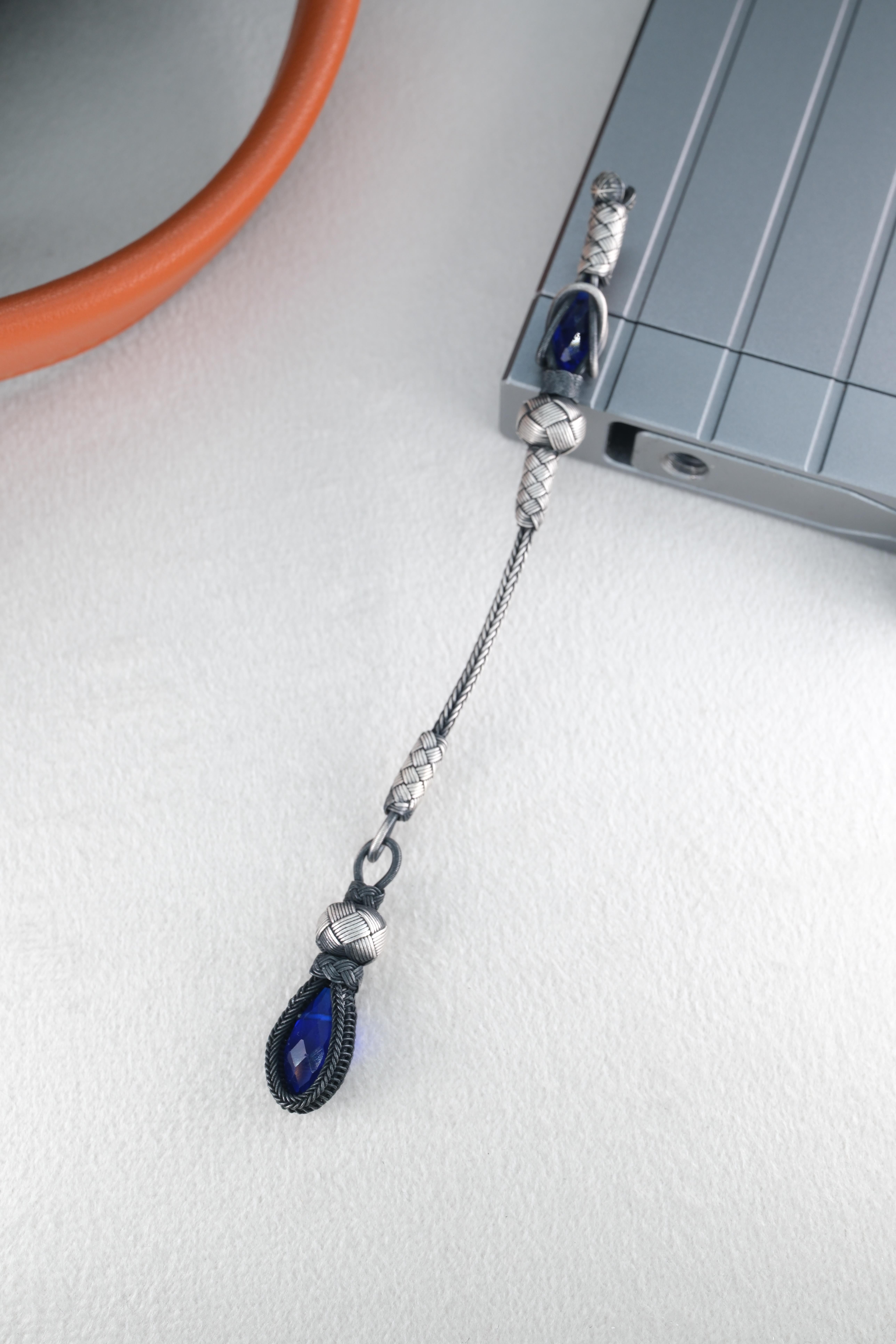 Navy Stone-set Silver Kazaziye Kamçı